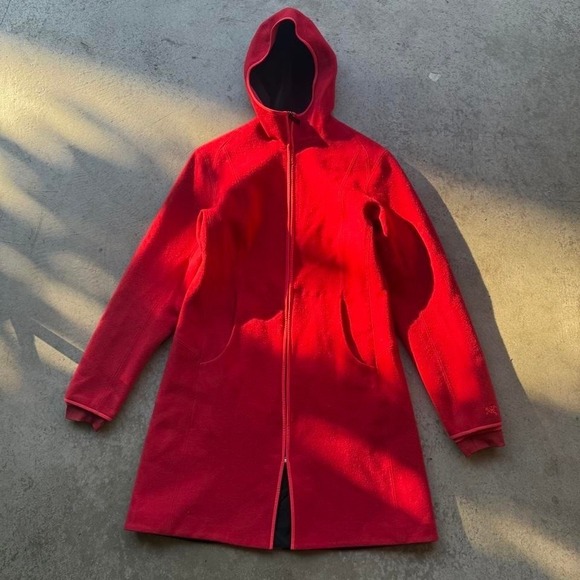 Arc'teryx Jackets & Blazers - Arcteryx Lanea Long Coat Wool Jacket Womens Medium Candy Apple Red Hiking
